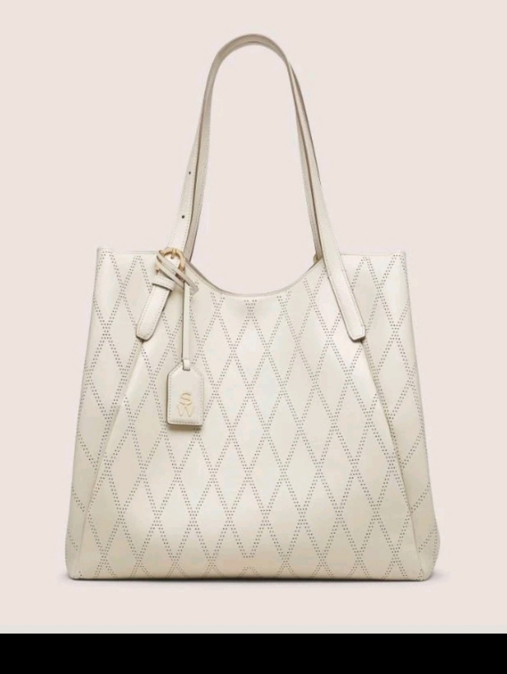 Stuart Weitzman GOGO Leather Tote In Oat Bag Retail $900